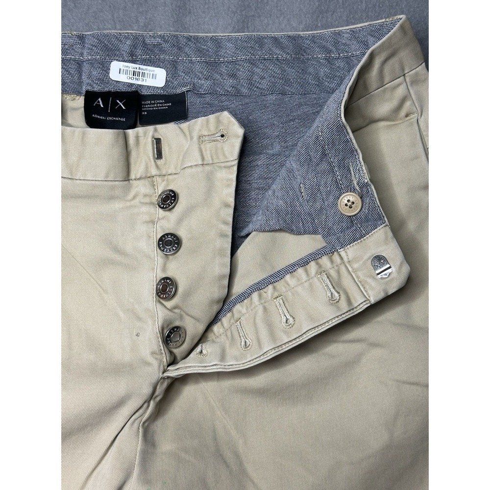 Armani Exchange Chino Trousers Mens 33 Pleated Button Fly Tapered 3YZP02 ZND8Z - Picture 13 of 16